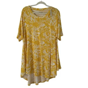 Lane Bryant Max Swing Perfect Sleeve Crew Neck Shirt Hi Low Yellow Plus Sz 18-20 - Picture 1 of 9