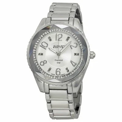 NEW August Steiner AS8122SS Women's Silver Diamond Dial Watch 40mm crystal bezel - Image 1 of 4