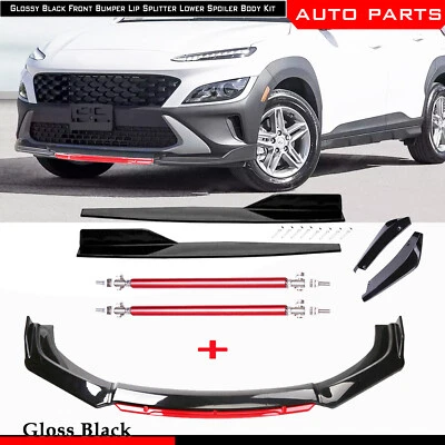 Front Bumper Lip Spoiler Splitter Rear Lip For Hyundai Kona 2018 - 2022 Bod Kit Foto 1 de 4