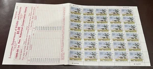 1989 LOUISIANA -State Duck Stamp COMPLETE SHEET + TAB - Resident - MNH PERFECT! - Picture 1 of 4