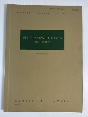 Peter Maxwell Davies Five Motets Pocket Score Choral Instrumental Music Book  - Image 1 of 4
