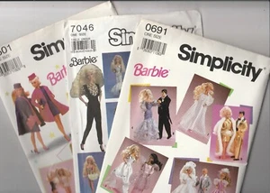 Barbie Patterns by Simplicity Lot of 3 ( wedding, swimsuits, ballgown, tuxedo) - Picture 1 of 7