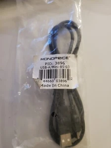 3ft USB A to mini-B 5pin 28/28AWG Cable  3896 - Picture 1 of 3
