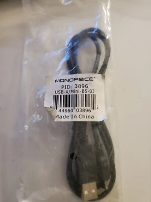 3ft USB A to mini-B 5pin 28/28AWG Cable  3896 - Image 1 of 3