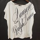 Lauren Ralph Lauren Womens Logo Graphic T Shirt Size XXL White Cap Sleeve Boat
