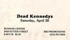 DEAD KENNEDYS - original 1983 business card flyer RUSSIAN CENTER, SF PUNK HC