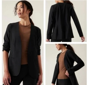 Athleta Avenue Blazer Black 10 Medium Stretch Jacket Athleisure Buisness Casual  - Picture 1 of 6