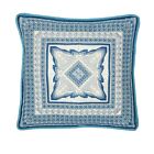Vtg Hand Stitched Geometric Cross Stitched Throw Pillow Blue 11 1/2"