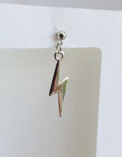 Single Lightning Earring Stud Bolt Silver Mens Gents Goth Gothic Gift Mans
