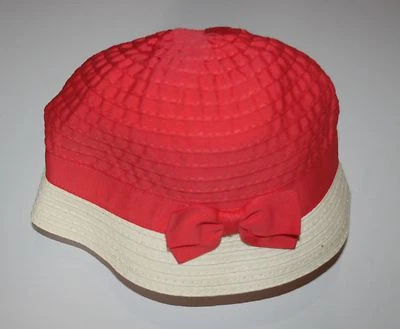 New Gymboree Girls Baby 6-12m Color Block Cloche Hat Cherry Blossom Coral - Image 1 of 2