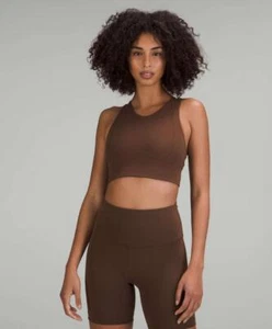 Nuevo con etiquetas Sujetador de tren Lululemon Everlux con espalda de malla ~ TALLA: 6 ~ Java / Java - Imagen 1 de 4