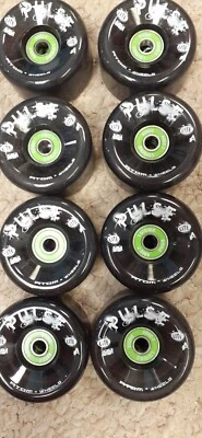 Atom Pulse Outdoor 8 Skate Wheels Black 62mm 78a w/ Bionic 8mm ABEC 7 bearings - Image 1 of 2