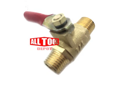 1/4" Male Male NPT Brass Ball Valve Water Moisture Air Tank Drain Shut Off - Image 1 of 2