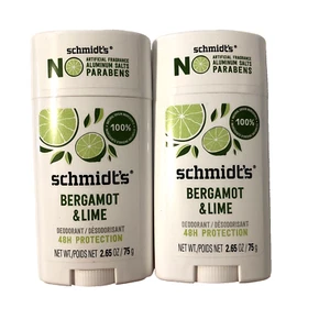 Schmidt's Bergamot & Lime Deodorant Aluminum Free 48 Hr Solid 2.65 oz Lot of 2 - Picture 1 of 6