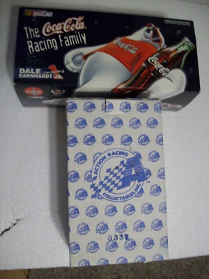 1998 DALE JR #1  1/24 CAR COCA COLA  & 1/64 COKE MACHINE POLAR BEAR TIN - Image 1 of 4