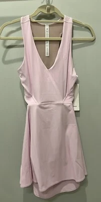 NWT Lululemon V Neck Racerback Tennis Dress Meadowsweet Pink And White ~ Sz 4 - Изображение 1 из 4