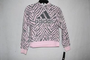adidas Girls Zebra Print Hoodie Pink NWT - Picture 1 of 2