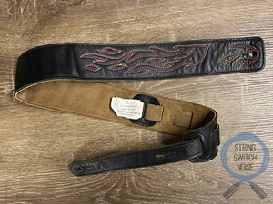 Levy's, Flame Embroidered 2.5 Leather Guitar Strap, DM1SGF - Picture 1 of 7