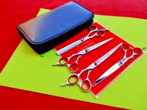 4 x Left Hand Handed_Pet Grooming Curved Up,Downward & Thinning Scissors dog/cat - Bild 1 von 22