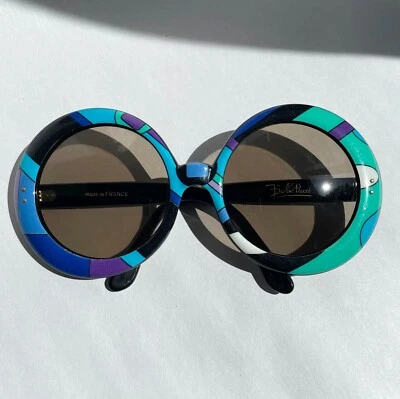 Gafas de sol vintage Emilio Pucci, años 60 azules y moradas, Vivara redondas, elegantes Foto 1 de 4