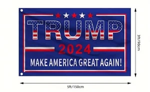 3 x 5 Trump 2024 Make America Great Again BIDEN KAMALA DEMOCRATS SUCKS Blue Flag - Picture 1 of 3