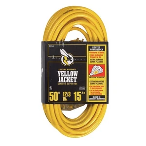 Yellow Jacket 2827 Yellow Round 1875W 12/3 SJTW Triple Outlet Cord 50 L ft. - Picture 1 of 2