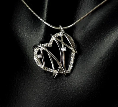 Anhänger Silber 925 Zirkonia Herz zart - elegant modern & herrlich funkelnd - Bild 1 von 4