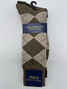 NEW 3 PAIRS RALPH LAUREN POLO MENS ANTIMICROBIAL CUSTOM FIT COTTON BLEND SOCKS - Picture 1 of 4