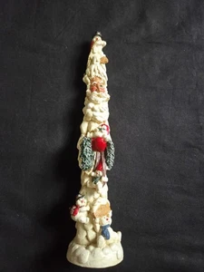 De Colección Decoración de Navidad 11" Alto Tótem Estilo Papá Noel y Muñecos de Nieve Árbol de Escalada Resina - Imagen 1 de 16