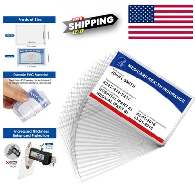 Новый Medicare карты держатель протектор рукава водостойкий прозрачный ПВХ 12 мил упаковка - Изображение 1 из 4