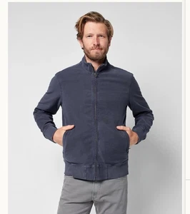 Faherty Terry Tanker Jacket Men’s Navy Gray Medium Cotton Blend - Picture 1 of 10