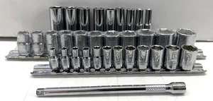 Steelman 32-Piece Set 3/8-In & 1/4 in Drive Deep 6-Point Chrome Socket Sets - Picture 1 of 3