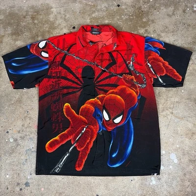 Vintage Changes Marvel Comics Spider-Man Button Up Sz XL - Image 1 of 3
