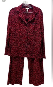 Soma Pyjamahose Set rot Leopard Large Lounge schwarz rot - Bild 1 von 9