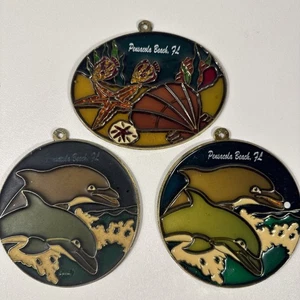Juego De Colección De 3 Adornos Colgantes Pensacola Beach, FL Vidrieras - Imagen 1 de 8