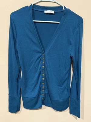 Cárdigan Zenana Outfitters azul botón a presión talla grande pre-amado. Foto 1 de 3