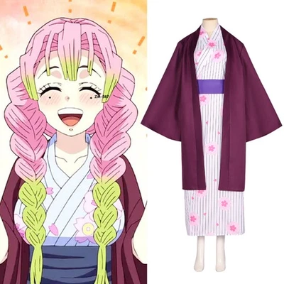 Anime Demon Slayer: Kimetsu no Yaiba Kanroji Mitsuri Yukata Set Costumes New - Image 1 of 4
