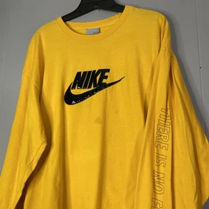 Nike “There Is No Finish Line” Long Sleeve Yellow T Shirt Swoosh 24x30 Vtg Y2K - Picture 1 of 16