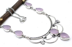 Rose Quartz Gemstone 925 Sterling Silver Jewelry Necklace Gift For Her 17-18 - Picture 1 of 6
