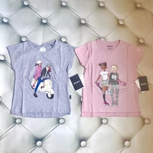NWT DKNY 2 Pink Little Girl Tee-shirts Tops Size 4 - Picture 1 of 9