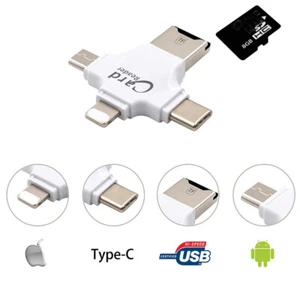 4 in 1 OTG Type C Micro USB Adapter TF SD Card Reader for Android iphone Samsung - Photo 1/8