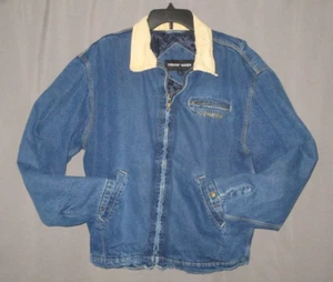 Vintage Trump Marina Casino Denim Trucker Jean Jacket Corduroy Collar Large GUC - Picture 1 of 15
