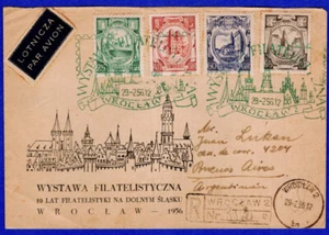 POLAND, 1956, AIR MAIL REGISTERED COVER TO ARGENTINA, WIROCLAW CANCEL - Imagen 1 de 1