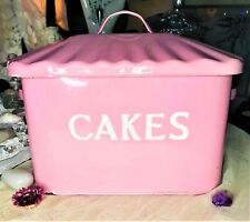 Magical Mad Women Pretty Inn Pink Enameled Metal CAKES desert 50's Storage Box