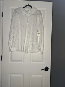 The Sweatshirt Project Cowl Neck Sweater Xl White W Black Buttons On Left Nwt - Picture 1 of 2