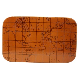 Global World Geographic Map Glossy Wooden Magnetic Trinket Hinged Lined Box - Picture 1 of 8