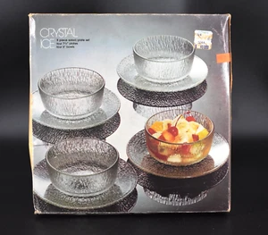 VTG Crystal Ice 8-Piece Salad Set Plates and Bowls NIB Federal Glass - Picture 1 of 11