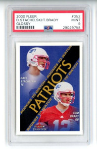 2000 Fleer Tradition GLOSSY Tom Brady PSA 9 MINT #352 RC Short print / 7500