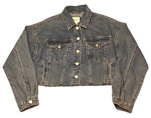 Forever 21 Women’s Oversized Cropped Jean Jacket Size Medium - Imagen 1 de 3