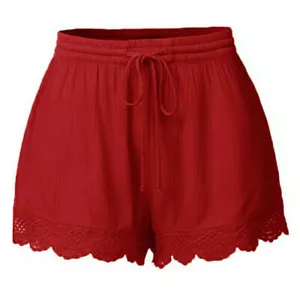 Plus Size Fashion Women Lace Rope Tie Shorts Yoga Sport Pants Leggings Trousers - Picture 1 of 10